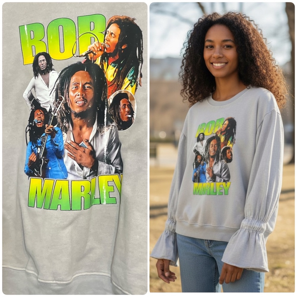 Bob Marley Graphic Gray Sweater